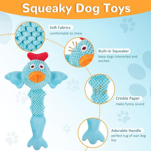 Squeaky Dog Toys for Medium and Small Dogs:Interactive Tug of War Dog Toy for Puppy Teething-Great Plush Dog Toy for Dogs to Keep Them Busy