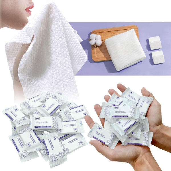 ReverseClock 30 Pcs Disposable Washcloths for Travel Compressed Towels Cotton Thick Portable Reusable
