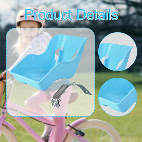 blloocod Baby Doll Bicycle Seat Carrier, Blue Bike Attachment Accessory for Standard Dolls and Stuffed Animals, Easy