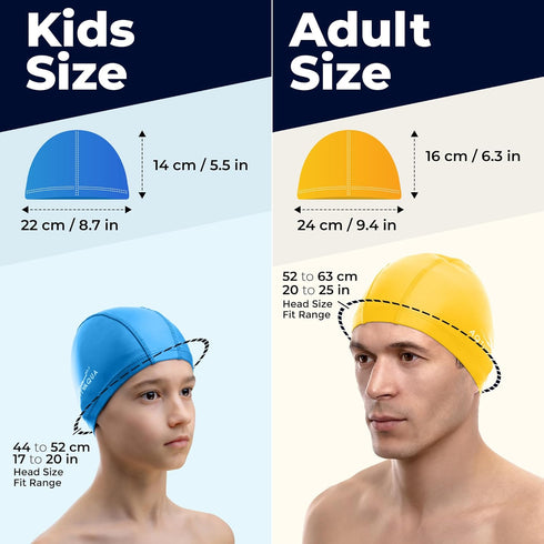Spandex Swim Cap with Protective Layer, Comfortable Swimming Cap for Women, Men, Adults, and Kids