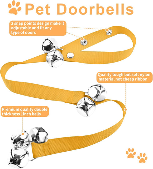 JIMEJV 3 Pack Communication Dog Doorbells, Pet Training Bells for Go Outside Potty Training and Device Large Loud Dog