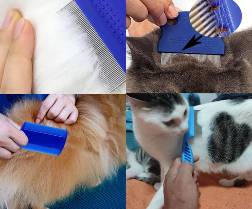 Hsathoac 9 Pieces Pet Flea Lice Comb, Dog And Cat Tear Stain Remover Comb, Remove Eye Mucus Crust Dandruff Floating