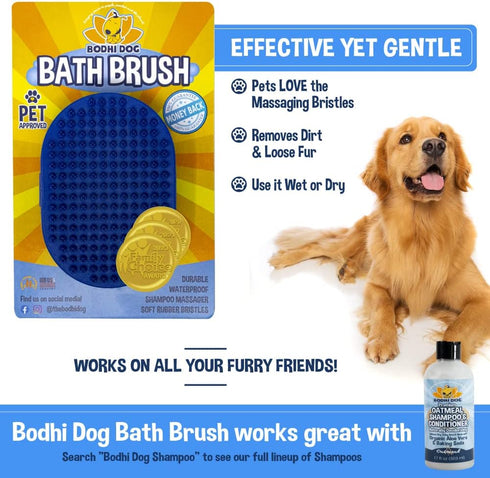 Bodhi Dog Shampoo Brush, Grooming Brush for Pets, Short Hair Dog Scrubber, Blue, 2 Count