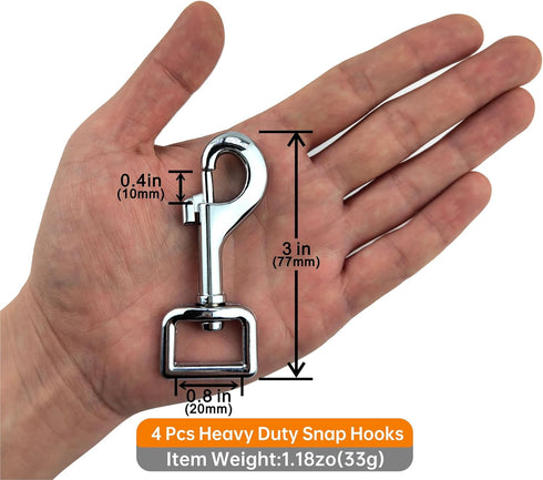 Garwor Heavy Duty Chrome Swivel Snap Hooks, 3/4", 4 Pcs, Trigger Clip Snaps for Dog Leashes & Crafts