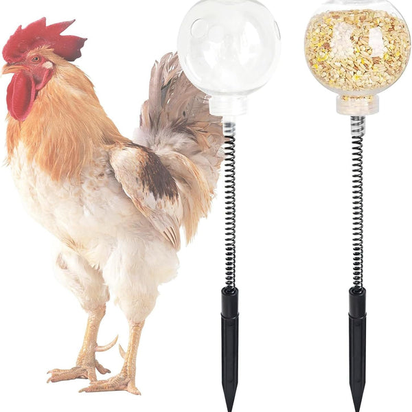 2PCS Chicken Pecking Toys Swinging Slow Feeder Treat Dispenser for Chickens, Ducks,