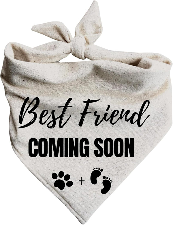 Generic Best Friend Coming Soon Dog Bandana Pregnancy Announcement Creamy Oatmeal (Medium)