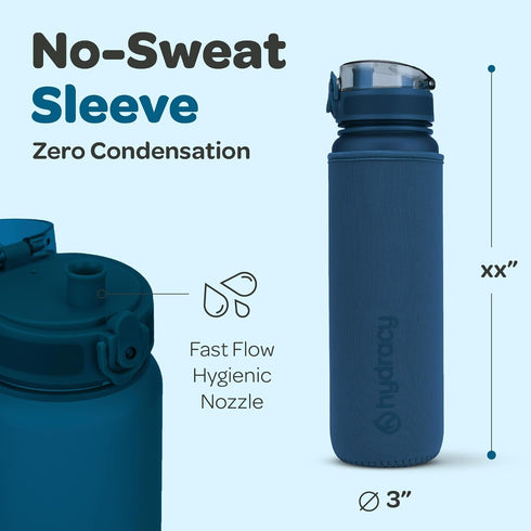 Hydracy Water Bottle with Time Marker - Large BPA Free Leak Proof Gym Bottle with Fruit Infuser for Fitness