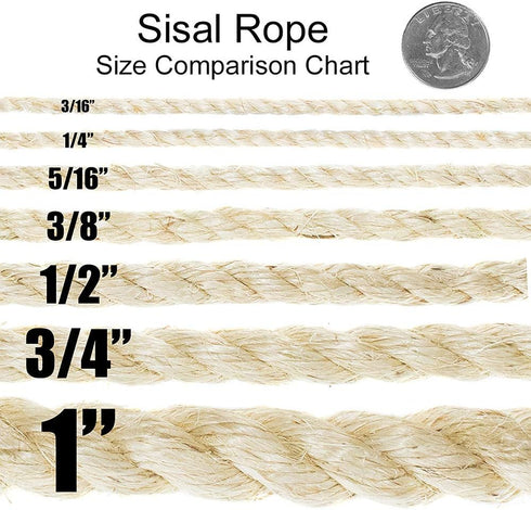 West Coast Paracord Natural Cat Sisal Rope for Scratching Post, Replacement Tree Tower, DIY Scratcher Hemp Rope (100