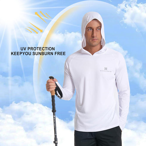 50+ Men's Sun Protection Hoodie UPF Fishing Long Sleeve Rash Guard Shirt SPF UV Protection T-Shirt Lightweight