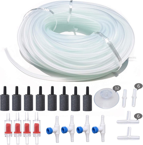 ALEGI Standard 3/16" Flexible Airline Tubing with Connectors for Aquariums, 50Feet + 40 Connectors