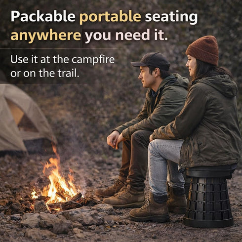 Panus 1-Second Setup, Telescoping Folding Camping Stool, Portable Adjustable Height Outdoor Chair, Compact Lightweight