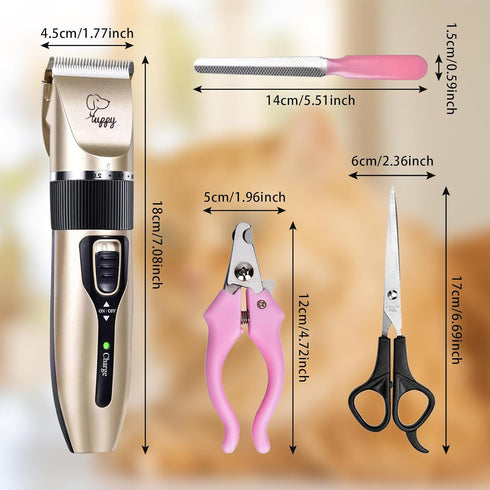 HappyYILIDA Dog Clippers for Grooming, Low Noise, Electric Quiet, Adjustable Clipper Comb for Dog Grooming Kit, cat