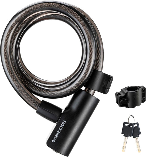 ROCKRBOS Bike Cable Lock with 2 Keys & 1 Mount Bracket, ABS Lock Shell for Bike/Gate/Scooter