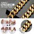 "Dog Chain Collar 18K Gold High Polished Stainless Steel Cuban Link Heavy Duty Chew Proof Leash for Small Dogs (12mm,