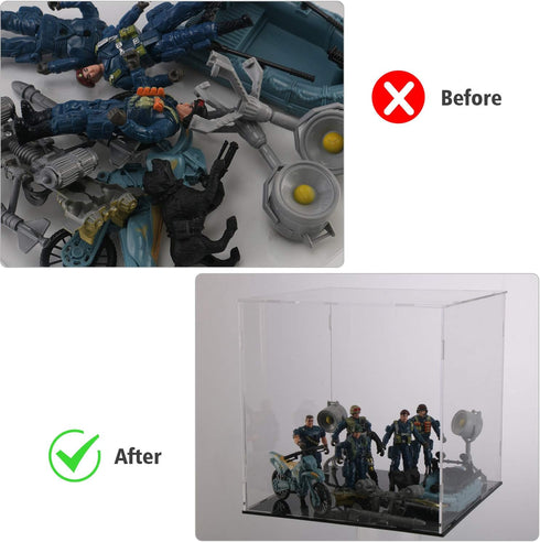 evron (16x13x14in; 40x33x35 cm) Display Case for Collectibles Assemble Clear Acrylic Box Alternative Glass Case