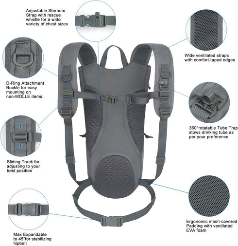 Unigear Tactical Hydration Packs Backpack - 1050D with 3L Water Bladder, Thermal Insulation Pack