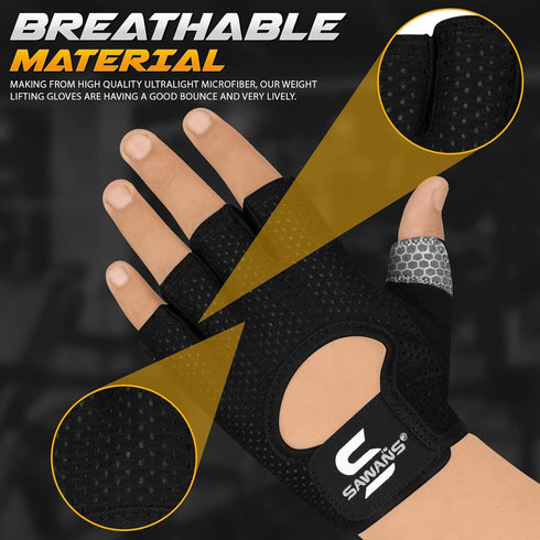 SAWANS Workout Gloves for Men and Women Weight Lifting Gloves Gym Fitness Exercise Cycling Pull ups Microfiber