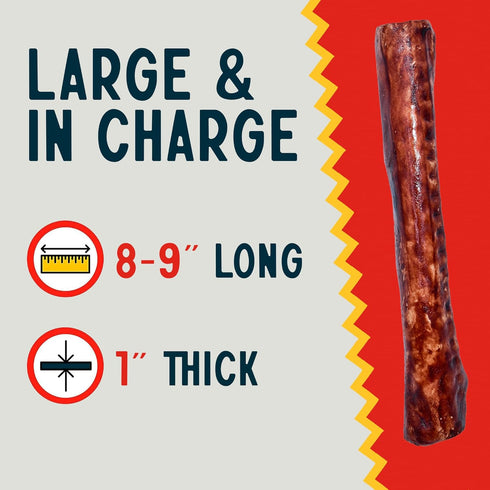 Canine Chews 8-9" Beef Basted Rawhide Bones for Large Dogs (25 Pack) - Hand-Rolled Dog Rawhide Chews