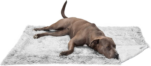 Furhaven Waterproof Throw Blanket for Dogs & Indoor Cats, Washable Shaggy Plush Calming Velvet Blanket, Mist Gray, Large