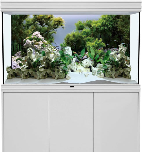 AWERT 30x18 inches Stone Aquarium Background River Bed & Lake Aquarium Green Tree Fish Tank Background Vinyl Background