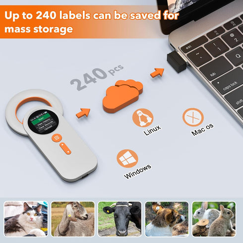 symcode (2.4GHz 1.44 ISO11784 ISO11785 Pet Microchip Scanner Rechargeable RFID EMID Micro Chip Reader Scanner