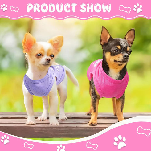 4 Pieces Summer Dog Clothes for Small Dogs, Cute Pink Girl Shirts, Soft Puppy Clothing, Breathable Pet Apparel