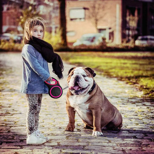 Segarty 26ft Retractable Dog Leash, Heavy Duty Nylon Tape for Medium Large Dogs Up to 110Lbs, Pink