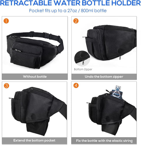 NOOLA Fanny Pack Waist Bag for Men Women, Lightweight with Water Bottle Holder, Adjustable for Outdoor Activities