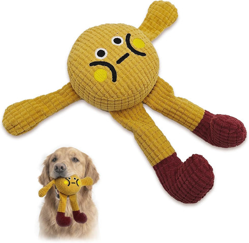Squeaky Dog Chew Toy Teething Interactive Plush Stuffed Toys with Squeaker Crinkle
