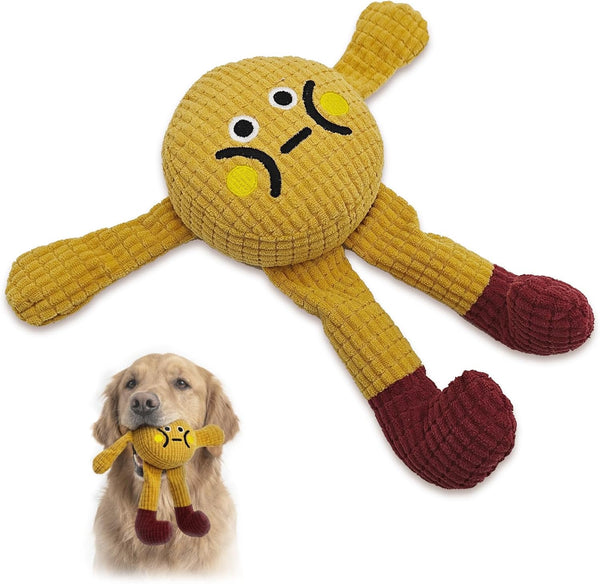 Squeaky Dog Chew Toy Teething Interactive Plush Stuffed Toys with Squeaker Crinkle