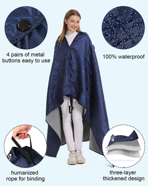 Outdoor Camping Blanket, Fleece Waterproof Stadium Blanket with Portable Bag, Lightweight for 2 People, Cold Weather,