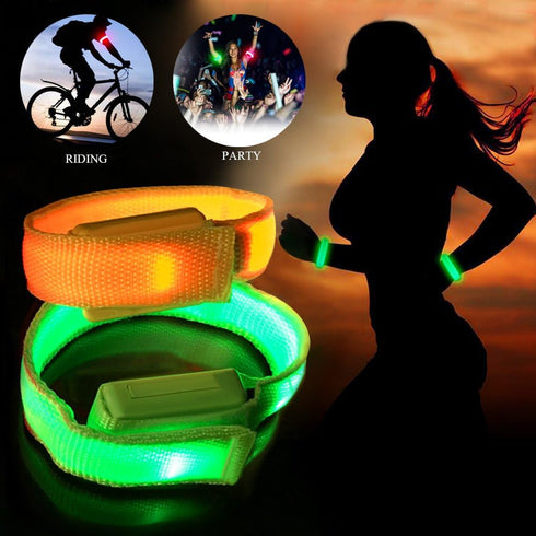 LED Slap Band, USB Rechargeable Light Up Sport Armband, Adjustable Glow in The Dark Bracelets for Night Safety