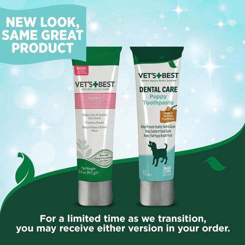 3.5 oz Vet's Best Dog Toothpaste & Toothbrush Kit for Puppies Puppy Essentials Dog Toothbrush & Toothpaste for Young