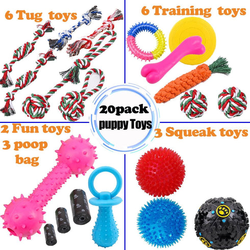 Dog Rope Toy, 20 Pack for Fun and Teeth Cleaning for Medium to Small Dogs