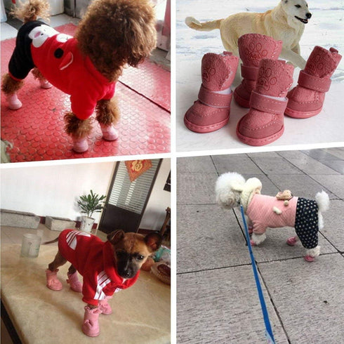 payanwin Anti-Slip Dog Boots Paw Protector, Winter Warm Skidproof Sneakers for Small Dogs (#1, Pink)