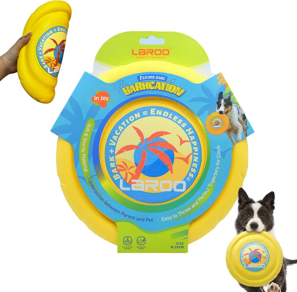 LaRoo 24cm Dog Flying Disc, Bite Resistant Floating Interactive Chew Toy for Medium Large Dogs