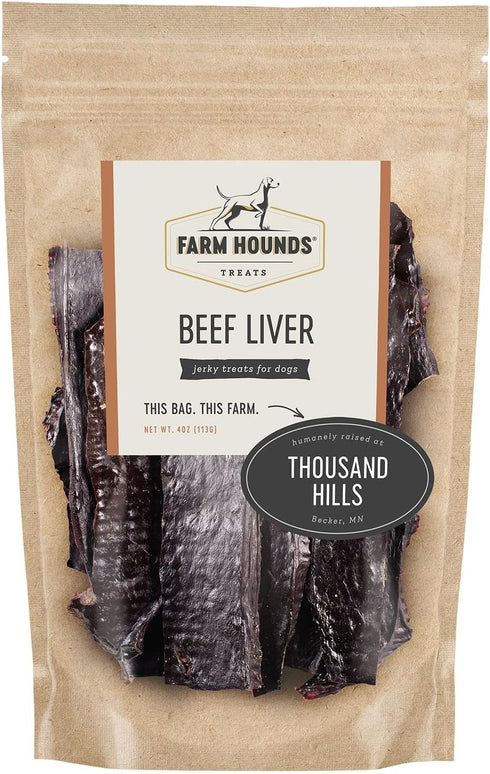 100% 4oz -2 Pack Farm Hounds - Beef Liver - Premium Natural Beef Liver Jerky For Dogs - Made From Humanely Raised
