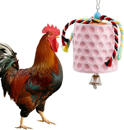 Oooct Large Chicken Chewing Toy, Chick Beak Grinding Calcium Stone with Bells, Chicken