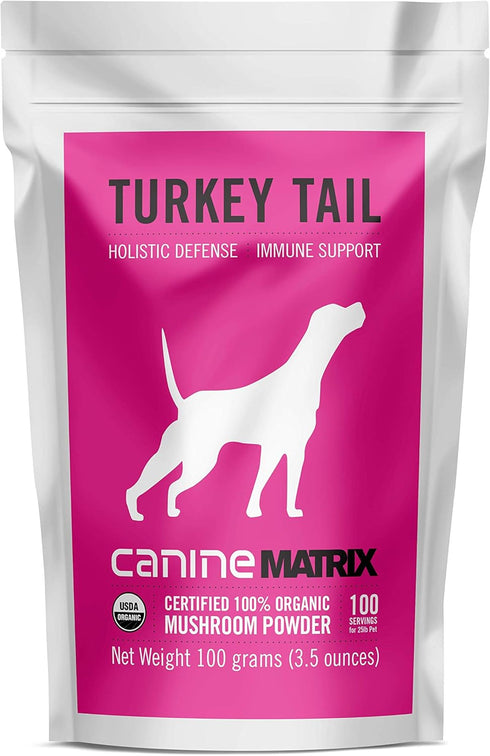 Immunity 100 3.5 oz Om Mushroom Matrix Pet - Canine | Turkey Tail | USA Grown Human-Grade Organic Mushroom Powder Pet