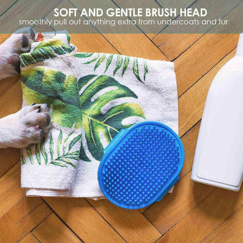 2 Pack Dog Grooming Brush, Premium Soft Silicone Pet Bath Brushes with Adjustable Handle for Dogs & Cats
