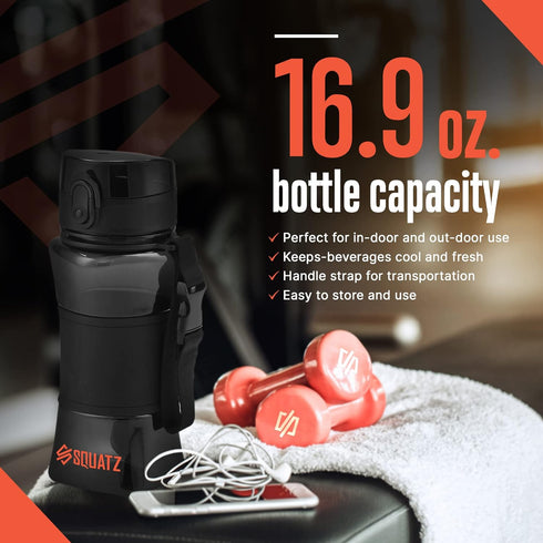 17 Oz SQUATZ Poseidon Series Water Bottle for Protein and Fruit Shakes - Premium Quality Wide Mouth Gym Flask Fruit