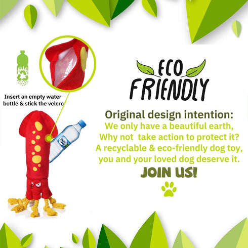 Water Bottle Dog Toys - Squeaky Enrichment Treat Dispensing Plush Toys for Small Medium Large Dogs