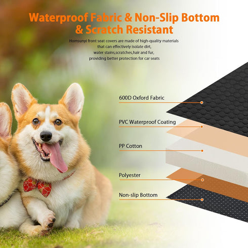 2 Packs Front Seat Car Cover, Waterproof Dog Car Seat Cover, Non-slip & Scratch-Proof, Pet Car Seat Protector with Side
