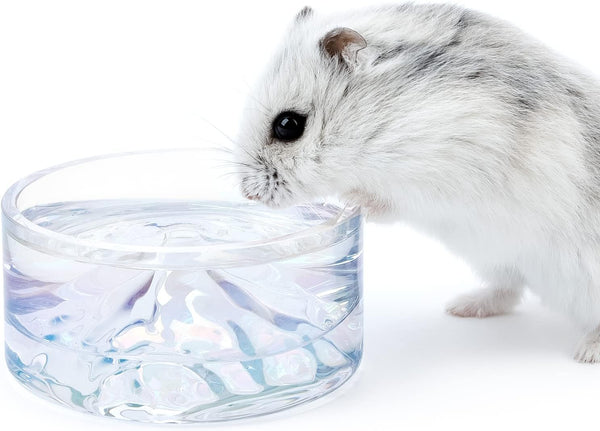 Niteangel Hamster Feeding & Water Bowls, Mount Fuji Series Glass Drinking Bowls for Dwarf Syrian Hamsters, Gerbils,