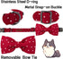 Unique Style Paws Cotton Dog Collar with Bow, Red White Round Dot for Small Medium Large Boys Girls