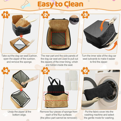 35 lbs 2 Dog Car Seat for Small/Medium Dogs - Puppy Car Seat Under with Thick Elevated Cushion & Safety Belt for Travel