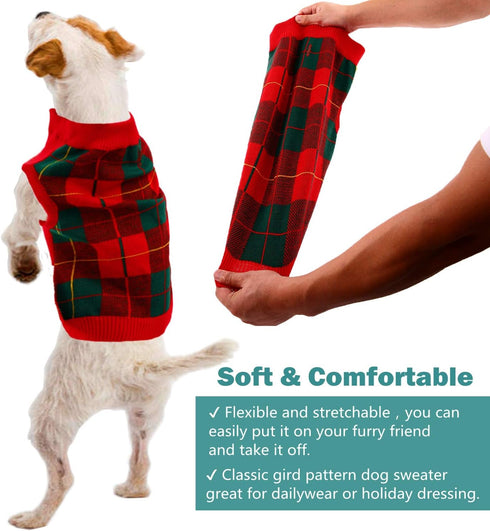 QBLEEV Dog Christmas Sweater for Small Dogs, Warm Knitwear Pullover Holiday Sweaters for Girls Boys XS