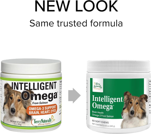 Terry Naturally Animal Health Intelligent Omega, 60 Soft Chews, Omega 3 from Salmon for Dogs, Promotes Brain & Eye