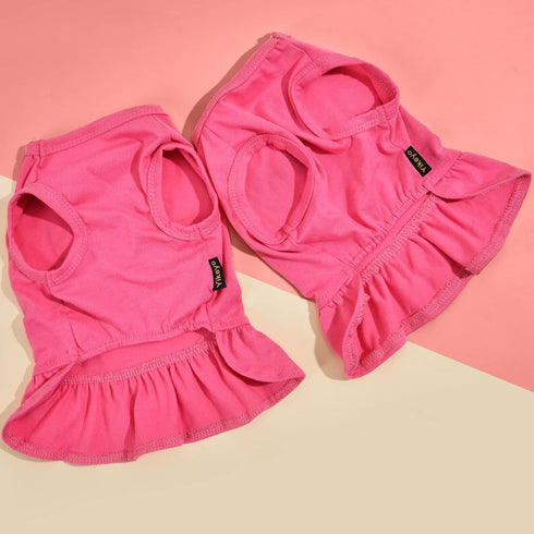 Dog Dress Small Dog Dresses Tutu Princess Clothes for Small Dog Girl, Chihuahua, Yorkie, Set of 2 (Medium, Hot Pink)
