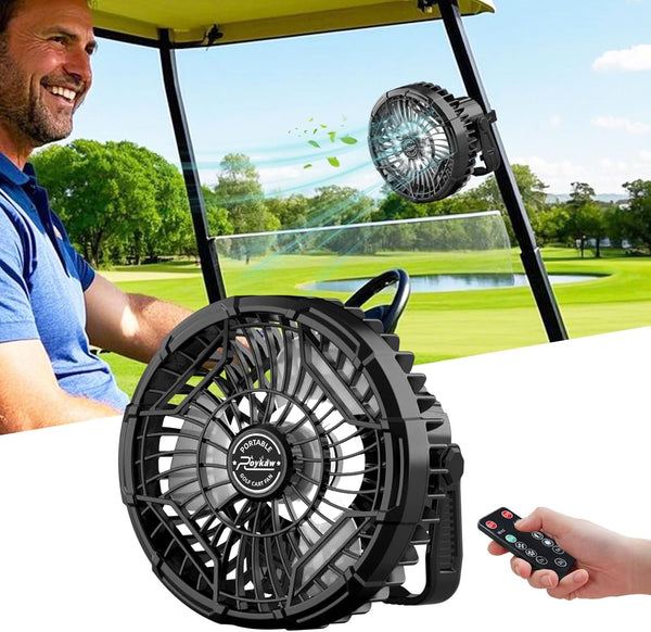 Roykaw Golf Cart Fan 10400 mAh Rechargeable Battery Powered, 24 Hrs Work